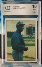 1975 1976 SSPC Hank Aaron #239 BCCG Beckett GEM MINT  10 Milwaukee Brewers