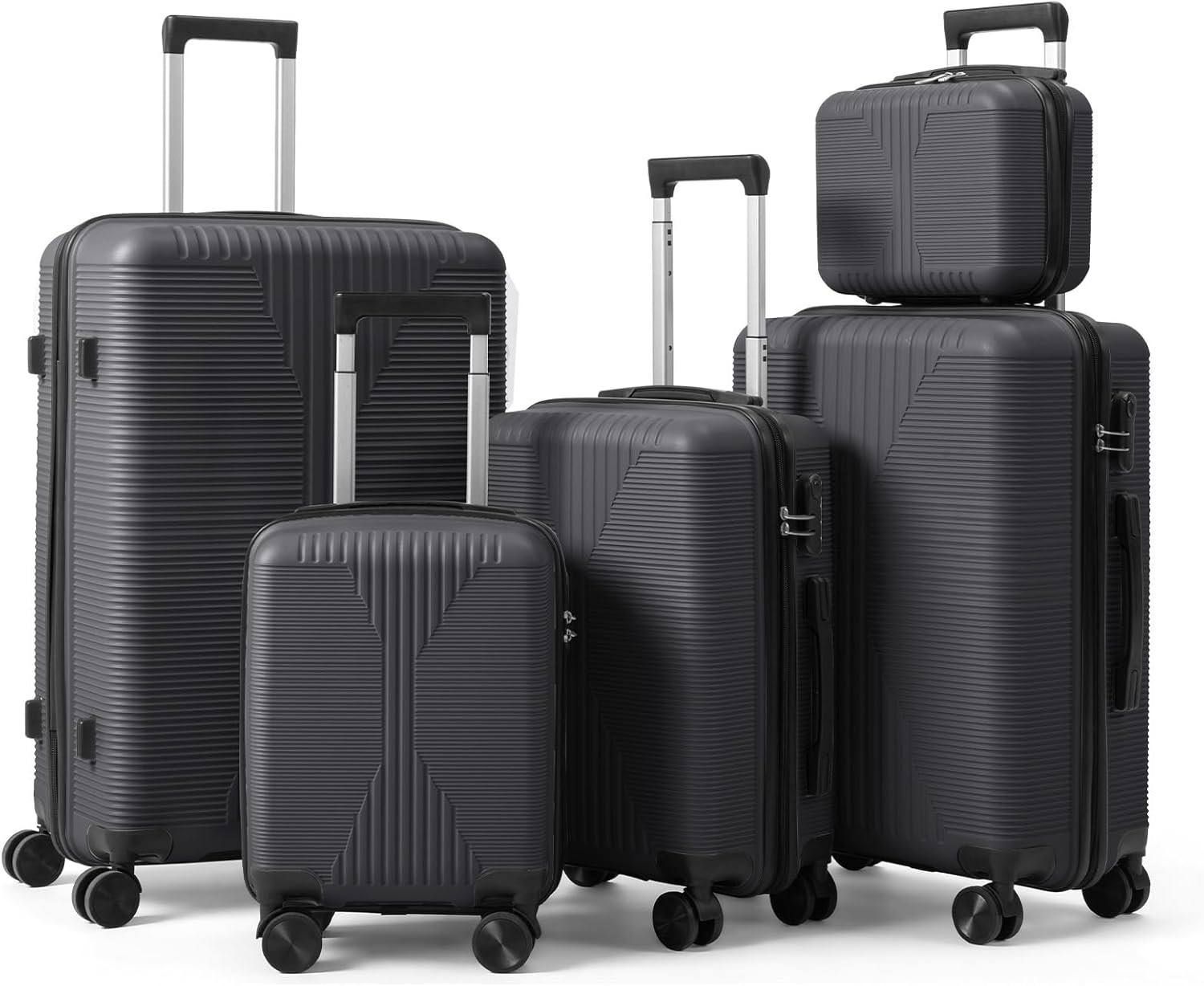 Luggage Sets 5 Piece,PP Hard Case Suitcase Set w/Spinner Whe