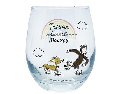 Sun Art Curious George 3D Glass Simple Line Rainbow Approx. 330ml Made in Japan