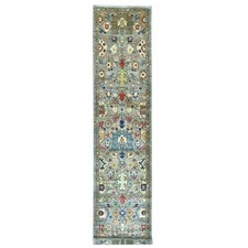 3'x16' Spanish Gray Heris All Over Design Hand Knotted Wool Runner Rug 21284