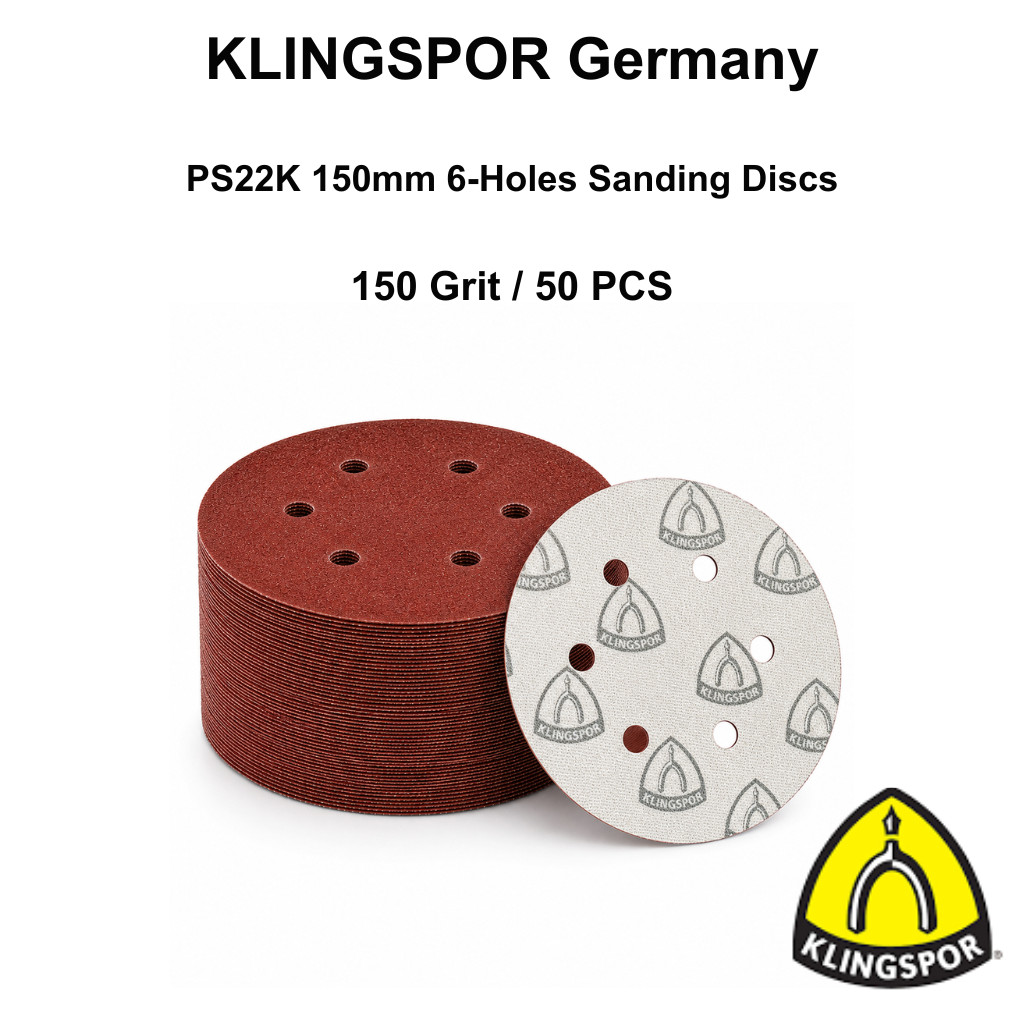 150mm Sanding Discs 150 Grit Fine Abrasive Orbital Sander Pads KLINGSPOR Germany