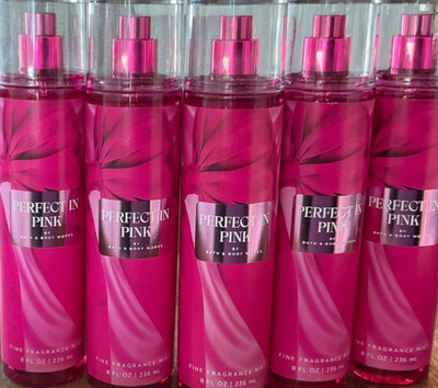 5 (FIVE) PERFECT IN PINK 8oz Fine Fragrance MIST Bath and & Body Works