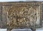 Brass Magazine Rack Embossed Tavern Scene Relief Decorative Metalware — photo 5