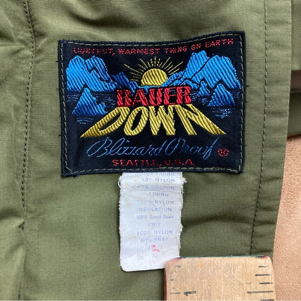 Vintage 60s Bauer Down Blizzard Proof Puffer Jacket XL Green - Image 3 of 4
