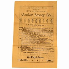 QUAKER STAMP CO. Postage Stamp Album Supplies Price Guide List Toledo Ohio 1900s
