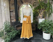 Vintage 1970s 2 Piece Ditsy Print Cotton Maxi Skirt and Peasant Top Set