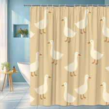 Cute White Duck Pattern Shower Curtain for Kids Bathroom