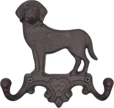 Cast Iron Dog Wall Hooks for Hanging, Heavy Duty Dog Leash Holder for Wall Mount