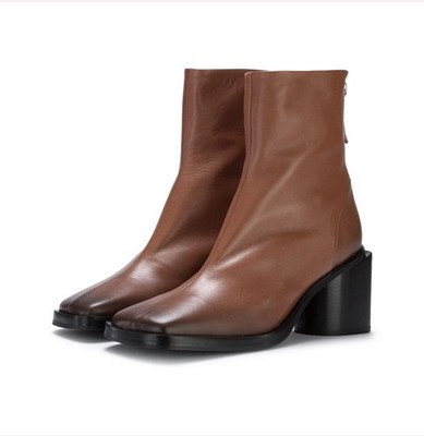 Halmanera Italian Leather Ankle Boots Heels Linda 13 Caramel Brown Size 40 US 10