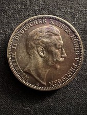 1909 GERMAN EMPIRE 3 MARK - .900 Silver - Kingdom Of Prussia Coin - 16.6g