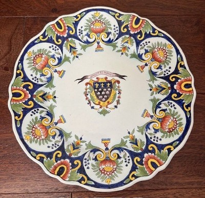 Antique Neoclassical French Porcelain Mont Si Michel Wall Decor Plate Hand Paint
