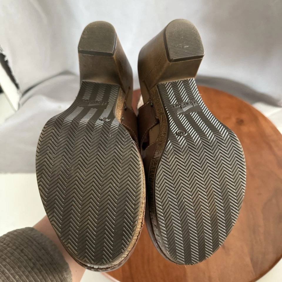 Dansko Riley Slingback Clog 厚底高跟鞋棕色皮革女式 EU 40/US 9.5-10 — 第 3/4 张图片