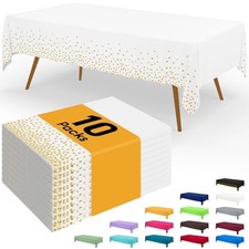Disposable Table Cloth - 10 Pack, 54 x 108 54" x 108" - 10 Packs White  Gold