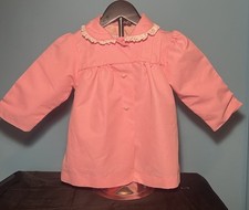 Girl's Vtg WEATHER TAMER Light Pink Lace Collar Coat Made in USA Sz 2T