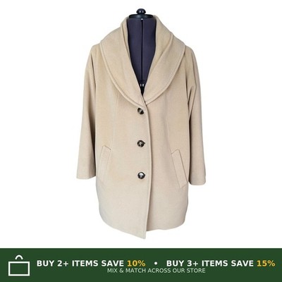 Schneiders Salzburg Coat Cream Wool Angora Shawl Collar Womens UK 20 Mid-Length