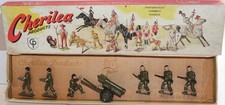 Cherilea Toys British Hollowcast WWII GI's w Artillery  Crew 50's Tied In Box