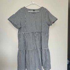 Shein Curve 2XL Plaid Gingham Dress Black White
