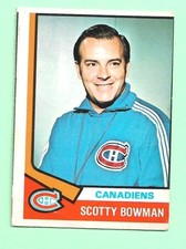 (1) SCOTTY BOWMAN 1974-75  OPC   # 261 CANADIENS ROOKIE MISCUT CARD (N1091)