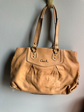 Coach Tan Satchel Top Handle Bag Detachable Adjustable Strap Zip Lined Pockets