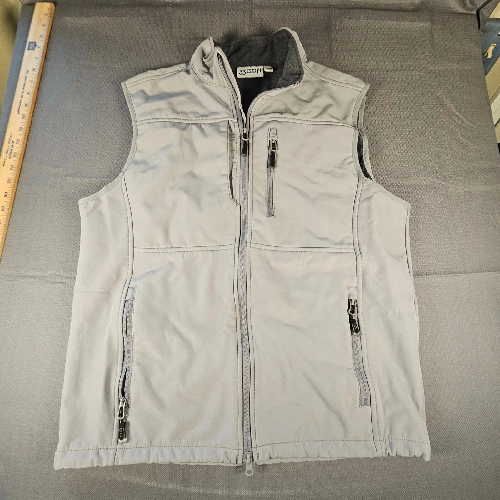 33,000ft Mens Softshell Fleece Lined Vest Gray Full Zip Outdoor 22SF0562-009 M