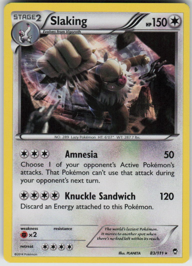 Slaking 83/111 Holo Rare Furious Fists Pokemon Near Mint