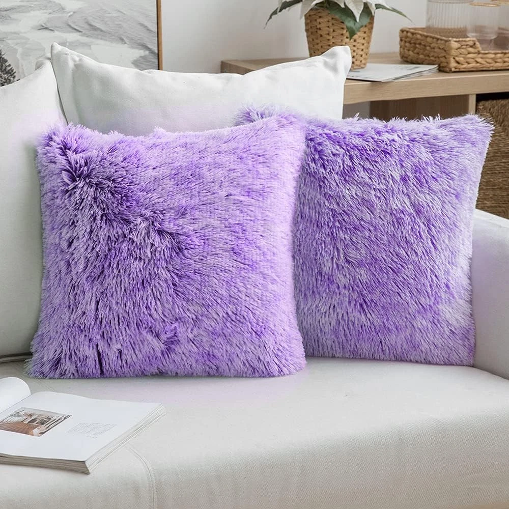 Pack of 2 Ultra Soft Fluffy Throw Pillow Covers Decorative Plush Shaggy
