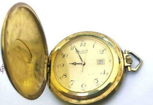 VINTAGE BULOVA Orologio Da Taschino giorno/data/ETA 555.412 funzionante per  la riparazione | eBay