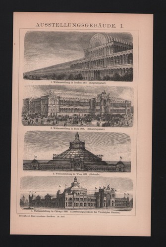 Lithograph 1901: Exhibition Building I/II. Building World's Fair London Paris