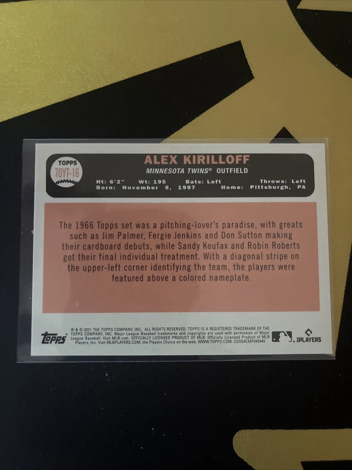 2021 Topps Series 2 Alex Kirilloff 70 Years of Topps RC Rookie Cards - Image 3 of 4