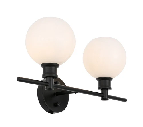 Wall Sconce Black Bathroom or Dining Room Frosted Glass Lamp Shade Light Fixture - Picture 9 of 11