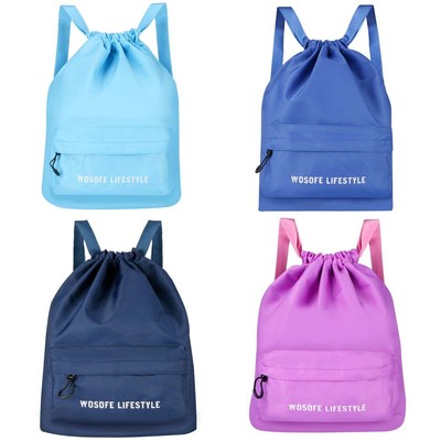 Waterproof Sport Gym Bag Contraction Drawstring Bag Outdoors Travel Bag Unisex