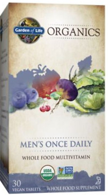 Garden of Life Organics Mens- Once Daily -Whole Food Multivitamin, 30 Vegan Tabs