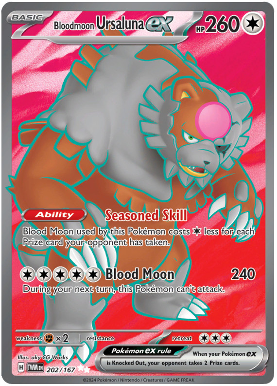 BLOODMOON URSALUNA EX 202/167 TWILIGHT MASQUERADE POKEMON (FULL ART, NM)