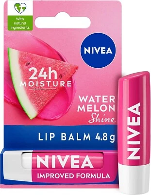 BEIERSDORF NIVEA Watermelon Shine Lip Balm (4.8g), Flavoured Lip Balm with Shea Butter UK