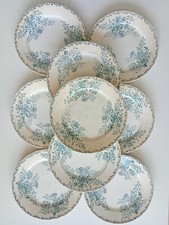 Lot de 9 assiettes Terre de Fer Sarreguemines Digoin modèle "Églantine"- 1880