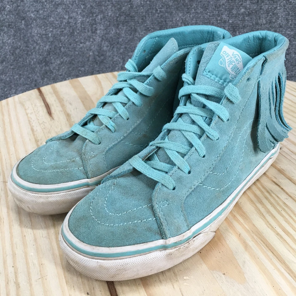 Vans Shoes Youth 3.5 Womens 5 Old Skool High Top Fringe Skater Sneakers Blue - Image 3 of 4