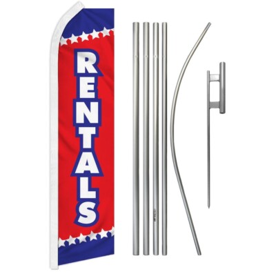 Rentals Advertising Swooper Feather Flutter Flag & Pole Kit Rent Me 100D