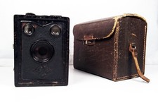 AGFA Box Camera 84 Very Rare Roll Film Camera 1930s with Leather Case - Faulty