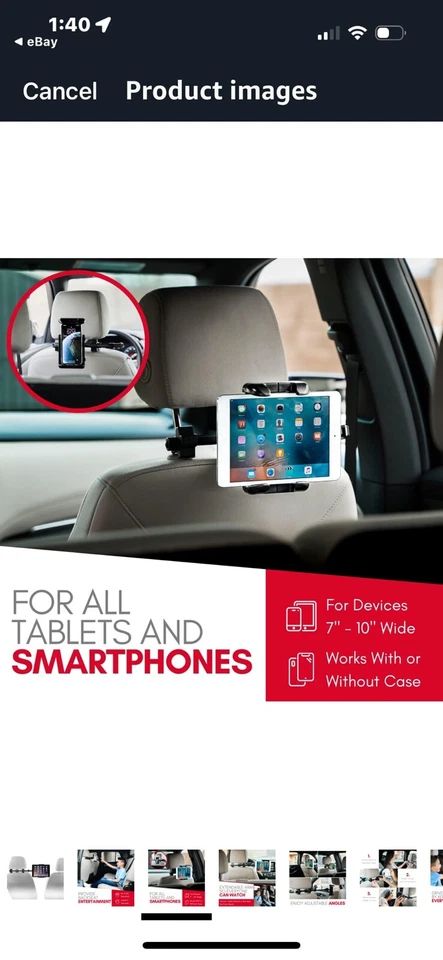 Macally HRMOUNTPRO Car Headrest Mount Holder for Apple - Black - Image 3 of 4