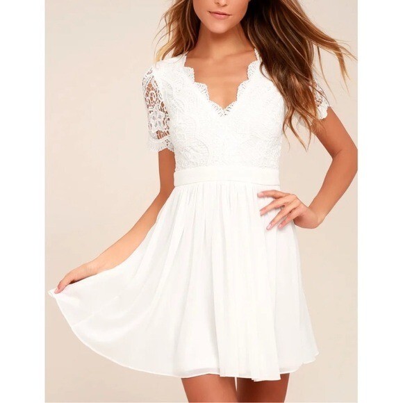 Large NWT Lulus Angel in Disguise White Lace Mini Dress | eBay