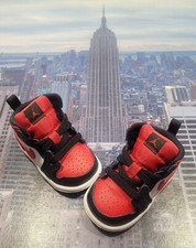 Nike Jordan 1 Mid Black/Fire Red-White TD Toddler Size 3c Air 640735 079 New