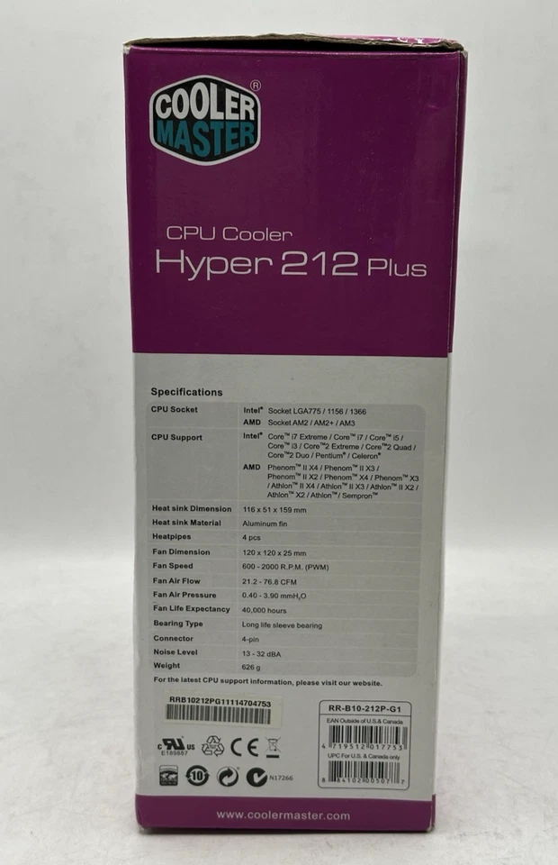 Cooler Master Hyper 212 PLUS RR-B10-212P-G1 Cooling Fan/Heatsink - Excellent - Image 3 of 4