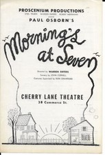 Tom Bosley   "Morning's at Seven"  1955 Playbill  Off-Broadway  Walter Klavun