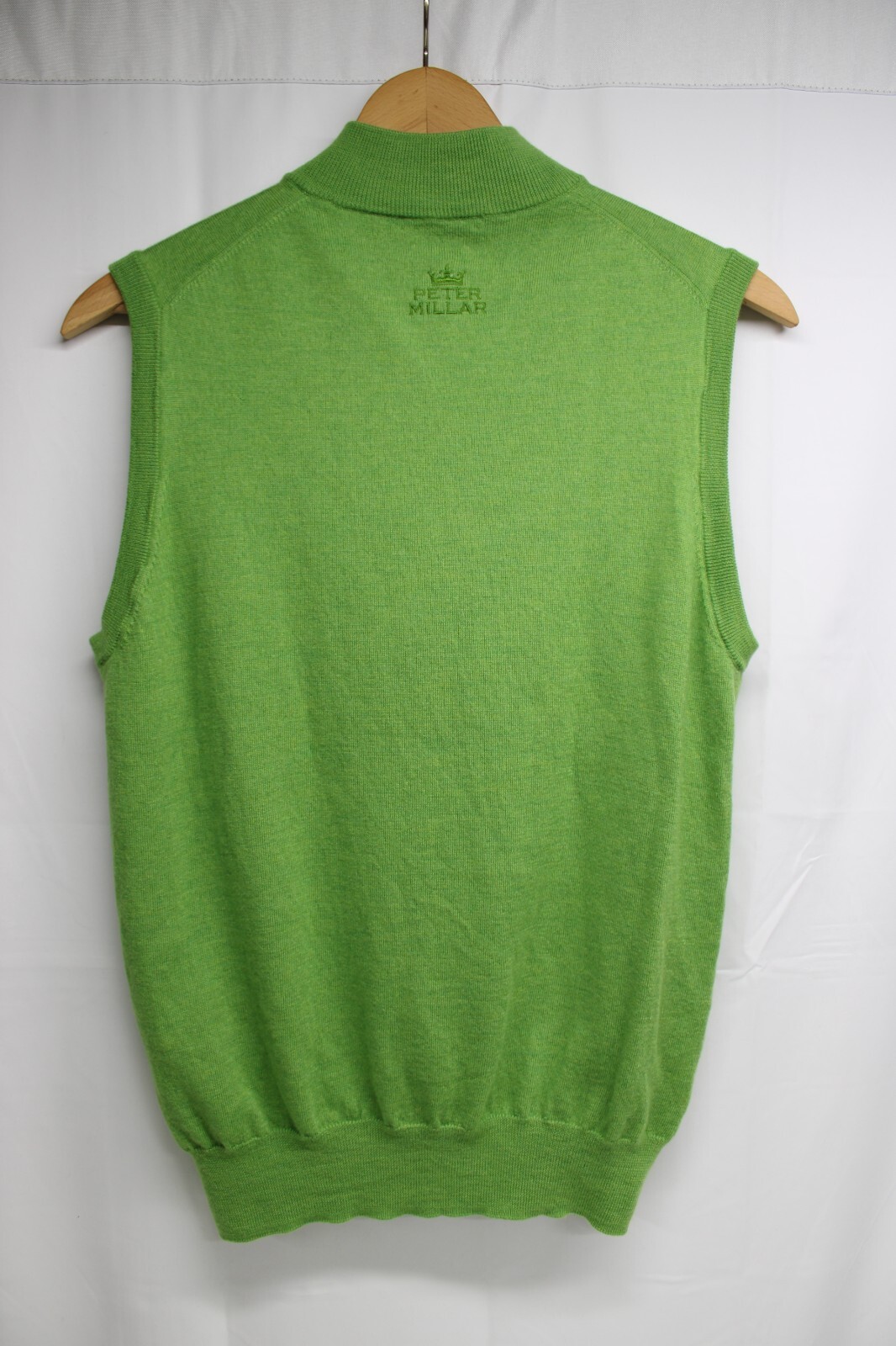 Peter Millar Mens Size M 100 Merino Wool sleeveless 1/4 zip Vest Green