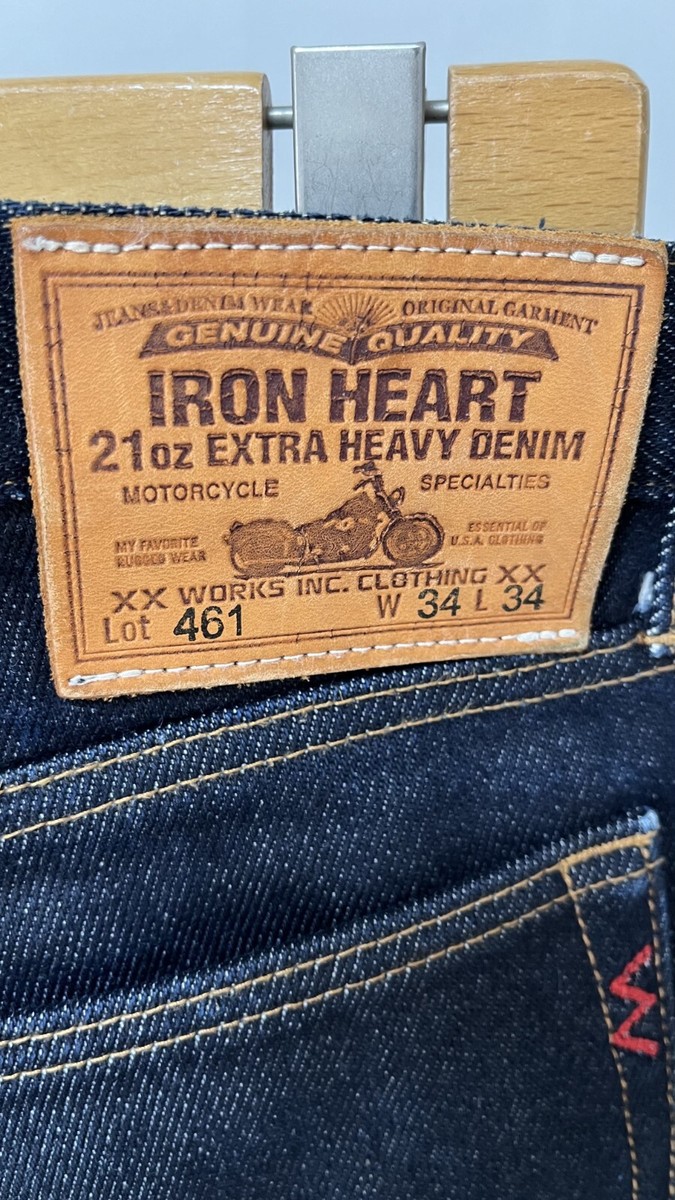 IRON HEART W34 Lot 461 21oz EXTRA HEAVY DENIM Straight Jeans Made