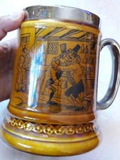 1970 Lord Nelson Pottery England LARGE BEER Stein Mug Tankard Silver Trim 