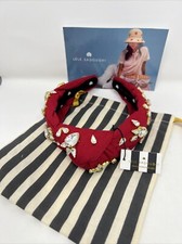 Lele Sadoughi Embellished Linen Knotted Headband- Radish Red NWT