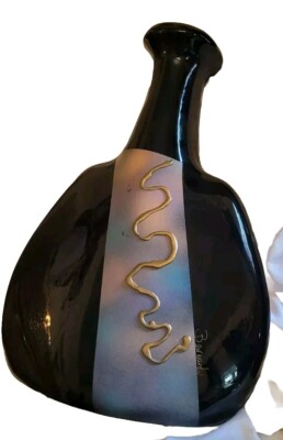 Mid Century Modern Black Abstract Vases Signed By Bernando