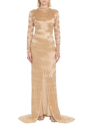 NEW Oscar de la Renta Crystal Lattice Long Sleeve Cocktail Dress Retail  $10,990