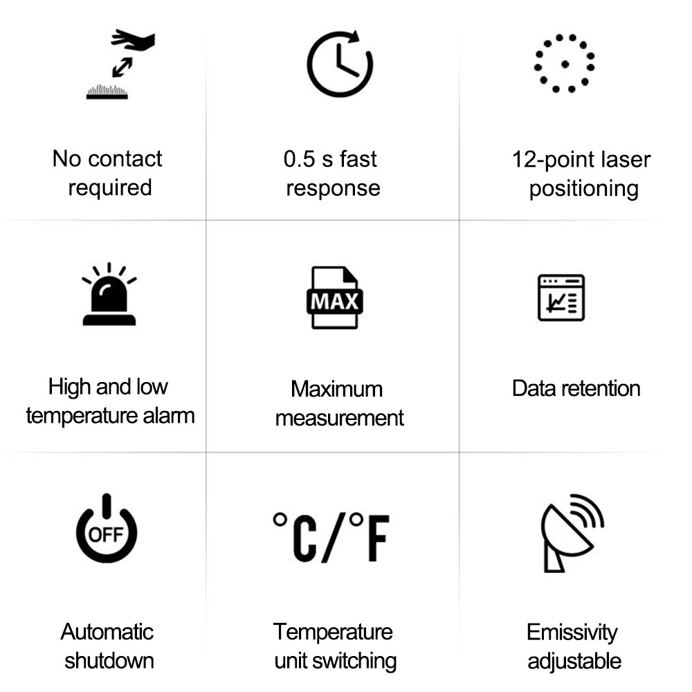 HABOTEST HT650C Digital Infrared Thermometer Temperature Gun Laser IR